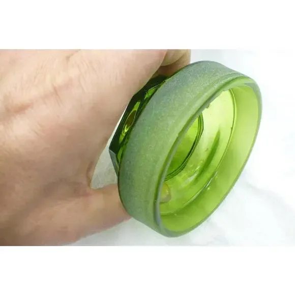 Vintage LE Smith 7.5" Green Glass 10 Paneled Canister Apothecary Jar w/Lid H1 - Picture 8 of 10